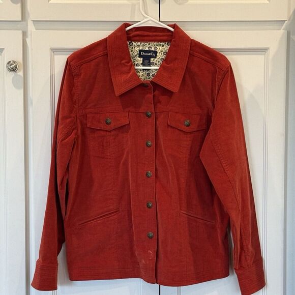 Denim & Co Blazer Womens Size Large Rust Corduroy Jacket Snaps Pockets - Picture 1 of 3
